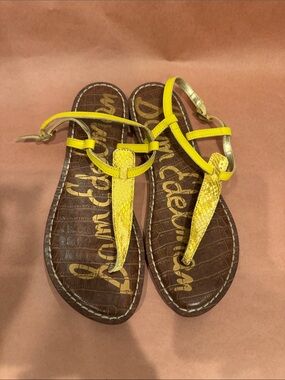 Sam Edelman Yellow Leather T-Strap Women's Sandals size 6 1/2